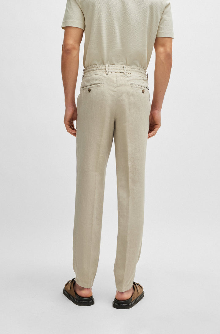 BOSS Slim Fit Trousers in Linen - C-GENIUS-D-RDS-242F 10248332 01-50514103- Concorde Fashion#color_beige-255