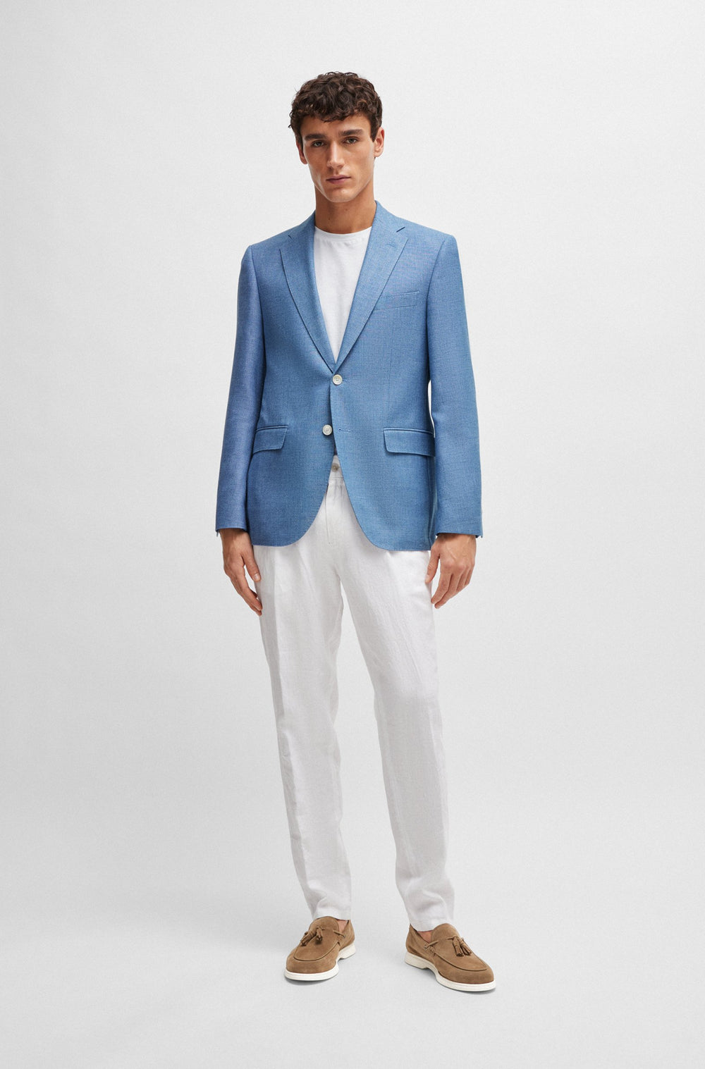 BOSS Slim Fit Trousers in Linen - C-GENIUS-D-RDS-242F 10248332 01-50514103- Concorde Fashion#color_white-100