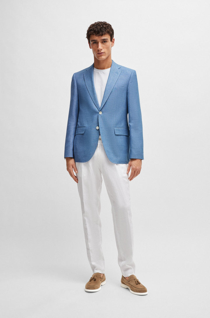BOSS Slim Fit Trousers in Linen - C-GENIUS-D-RDS-242F 10248332 01-50514103- Concorde Fashion#color_white-100