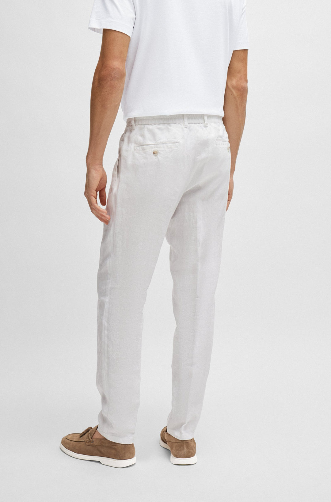 BOSS Slim Fit Trousers in Linen - C-GENIUS-D-RDS-242F 10248332 01-50514103- Concorde Fashion#color_white-100
