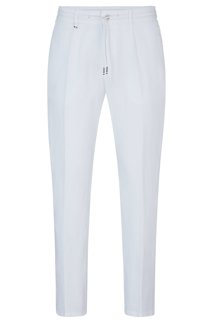 BOSS Slim Fit Trousers in Linen - C-GENIUS-D-RDS-242F 10248332 01-50514103- Concorde Fashion#color_white-100