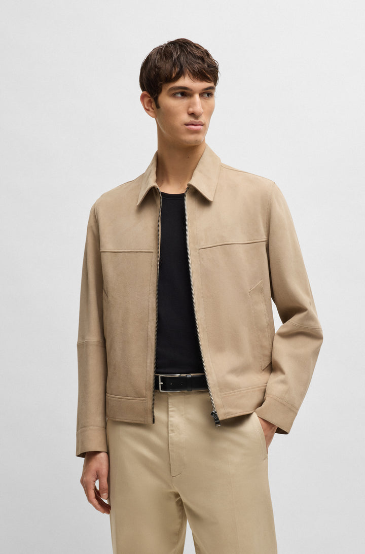 BOSS Casual Jackets Regular Fit in Leather - H-MALBANO5 10248409 01-50528014- Concorde Fashion#color_beige-275