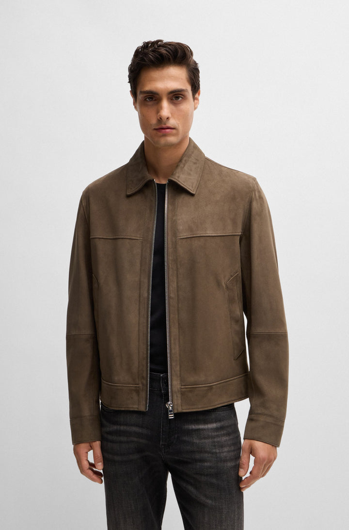 BOSS Casual Jackets Regular Fit in Leather - H-MALBANO5 10248409 01-50528014- Concorde Fashion#color_green-361