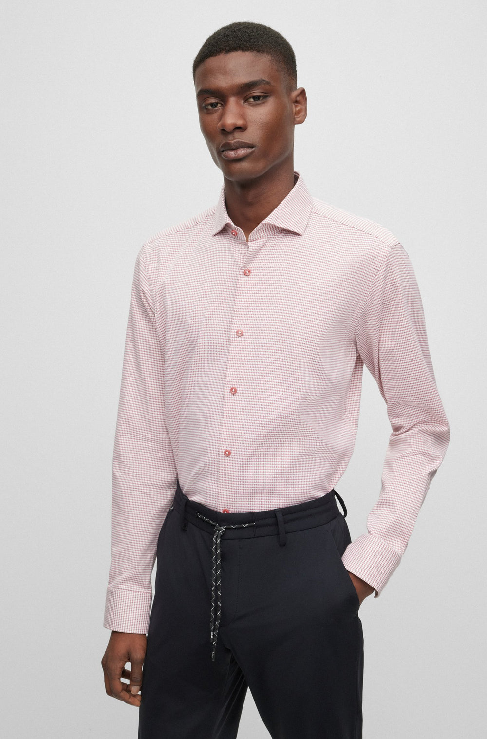 BOSS Regular Fit Casual Shirts in Cotton Mix - H-JOE-SPREAD-C1-222 10248518 01-50490010- Concorde Fashion#color_pink-692