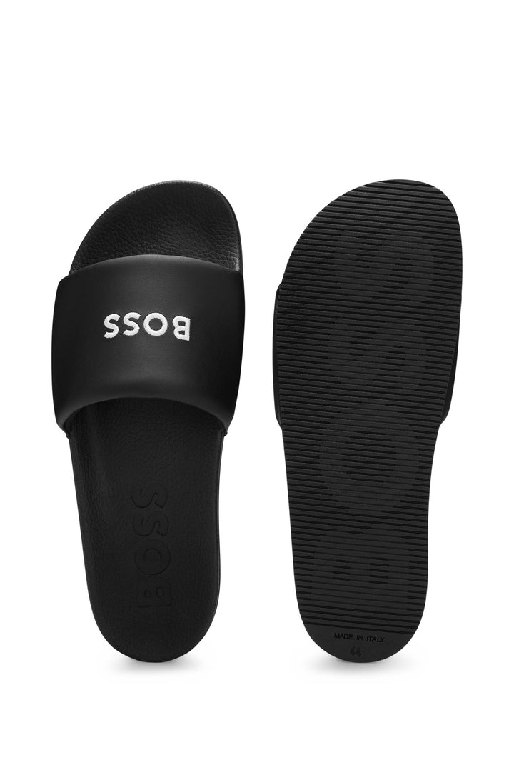 BOSS Standard Sole Slippers in Polyester Mix - REESE_SLID_NAPU 10248524 01-50488912- Concorde Fashion#color_black-001