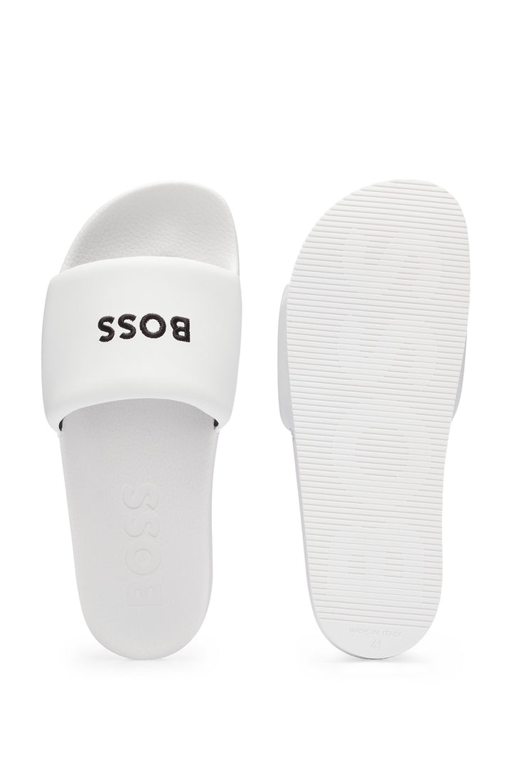 BOSS Standard Sole Slippers in Polyester Mix - REESE_SLID_NAPU 10248524 01-50488912- Concorde Fashion#color_white-100