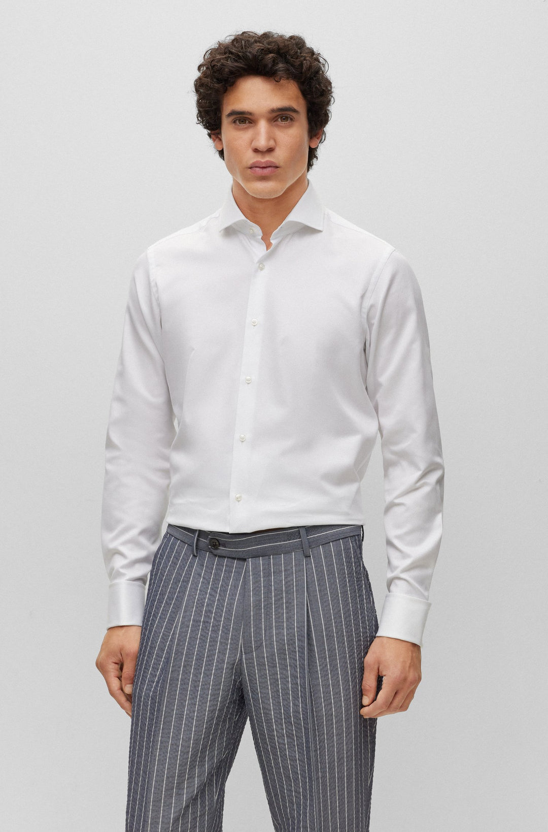 BOSS Regular Fit Casual Shirts in Cotton - H-JOE-SPREAD-DC-214 10248554 01-50490142- Concorde Fashion#color_white-100
