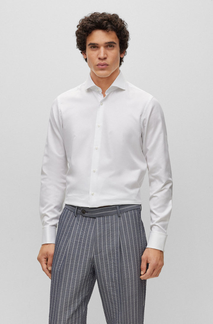 BOSS Regular Fit Casual Shirts in Cotton - H-JOE-SPREAD-DC-214 10248554 01-50490142- Concorde Fashion#color_white-100