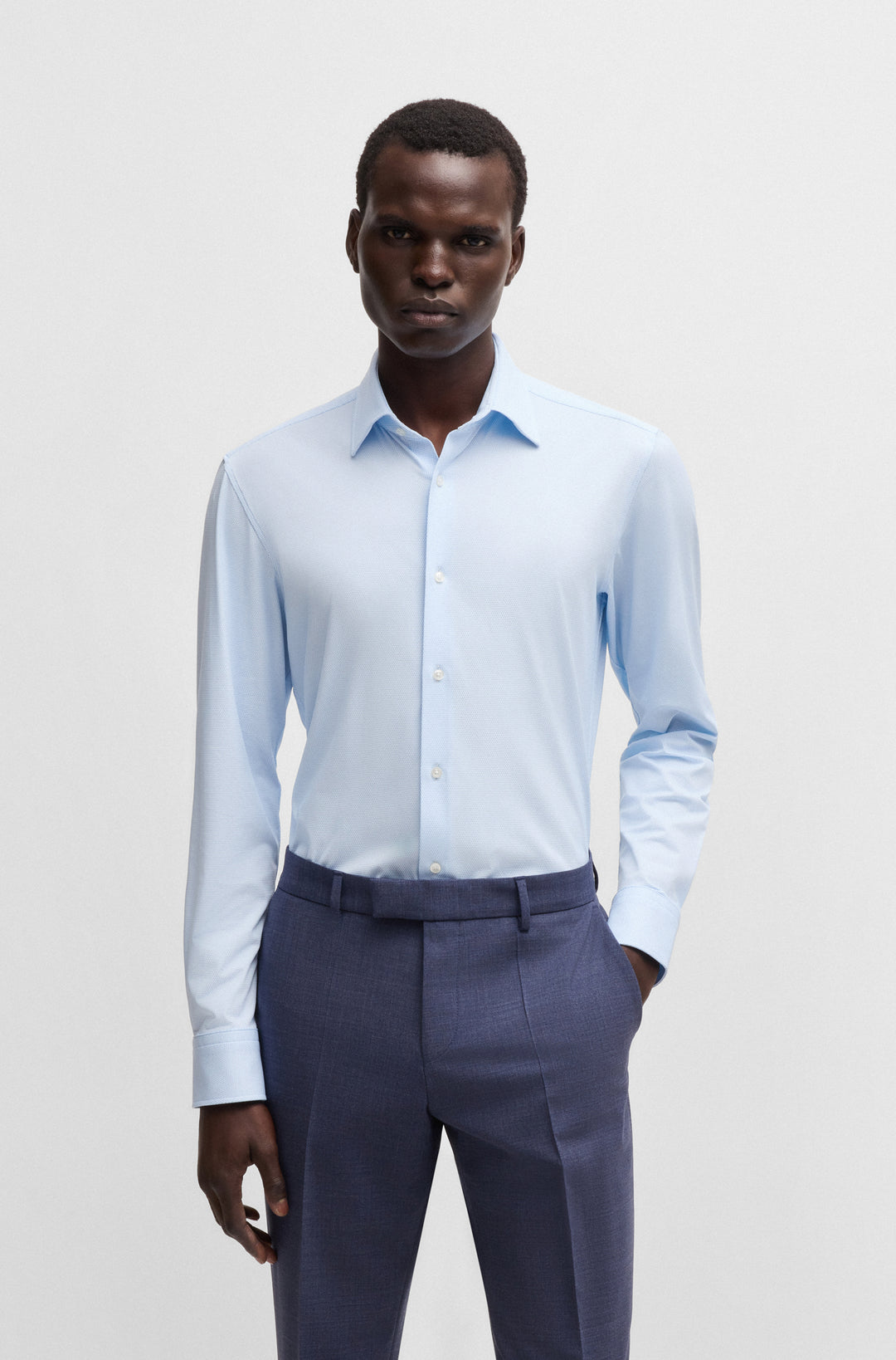 BOSS Formal Shirts Slim Fit in synthetic - P-HANK-KENT-C1-222 10248733 01-50533395- Concorde Fashion#color_blue-450