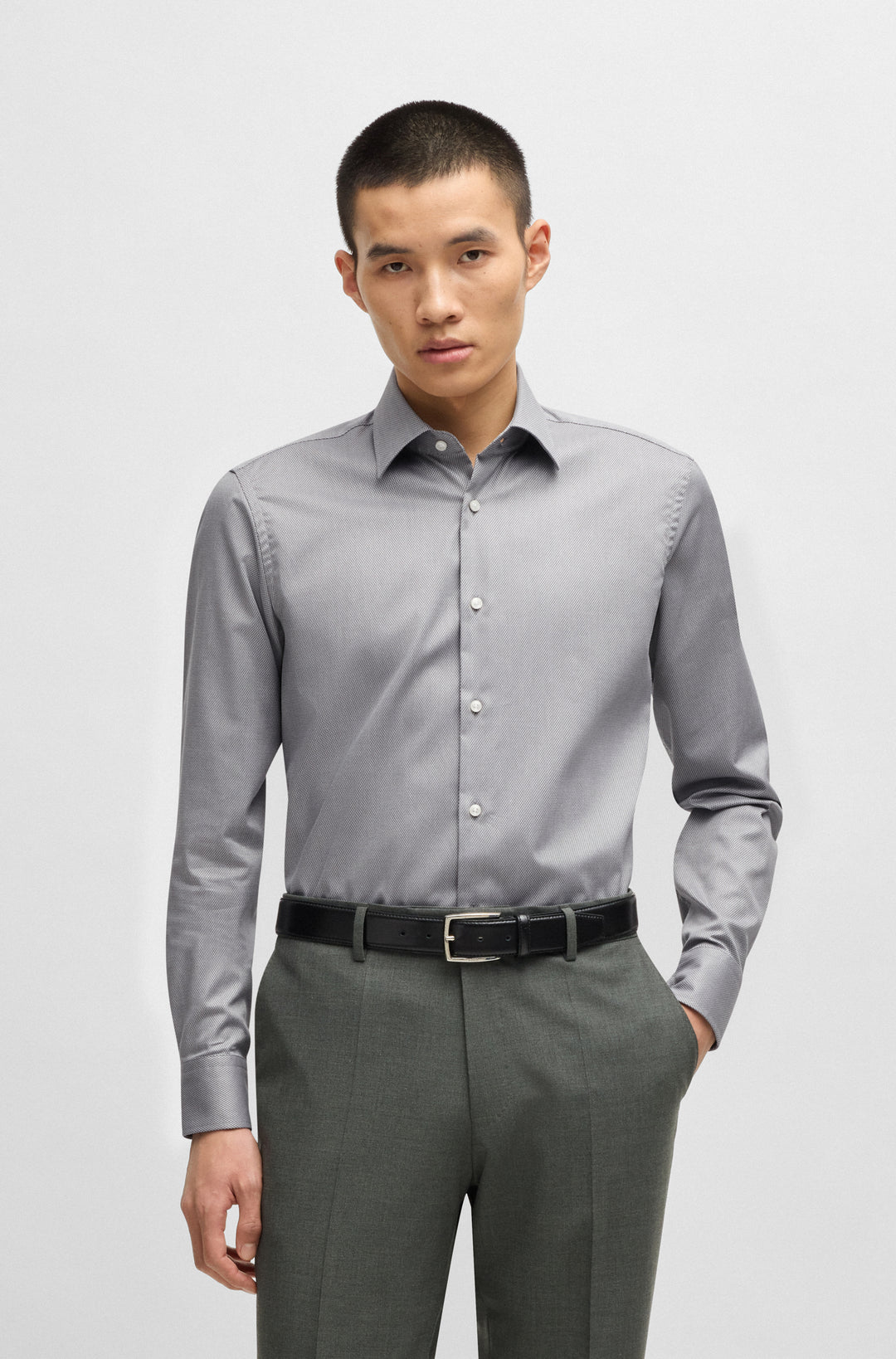 BOSS Formal Shirts Regular Fit in Cotton Mix - H-JOE-KENT-C1-214 10248773 01-50489830- Concorde Fashion#color_grey-030