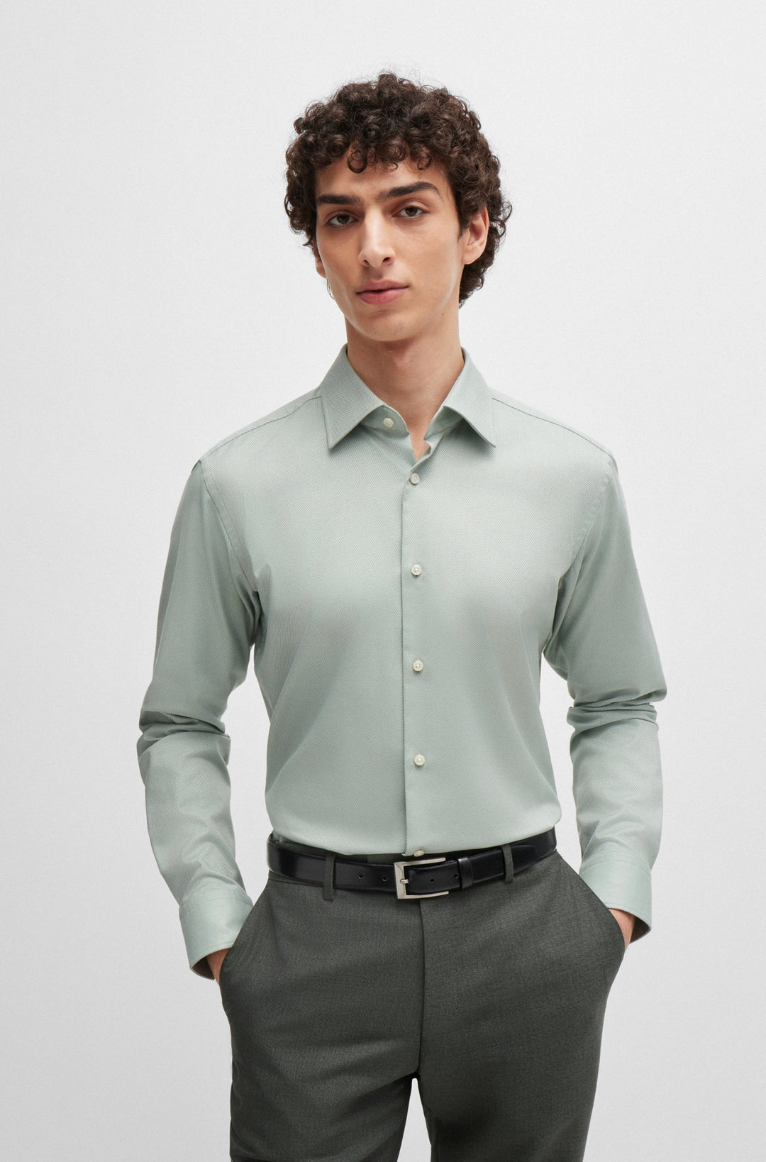 BOSS Formal Shirts Regular Fit in Cotton Mix - H-JOE-KENT-C1-214 10248773 01-50489830- Concorde Fashion#color_green-373