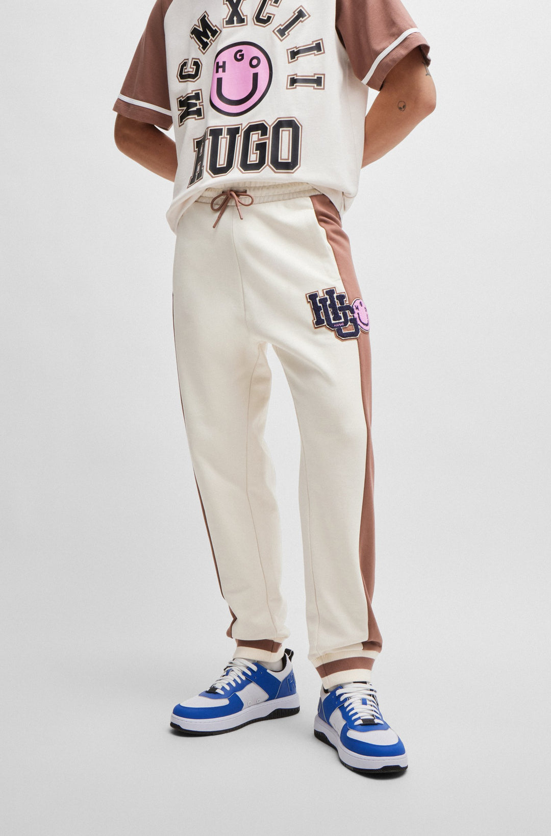 HUGO Jogging Pants Loose Fit in Cotton - NAKITROW 10249110 01-50519790- Concorde Fashion#color_white-121