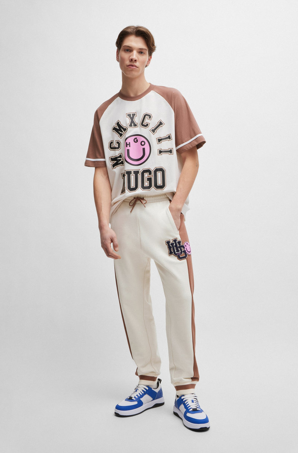 HUGO Jogging Pants Loose Fit in Cotton - NAKITROW 10249110 01-50519790- Concorde Fashion#color_white-121