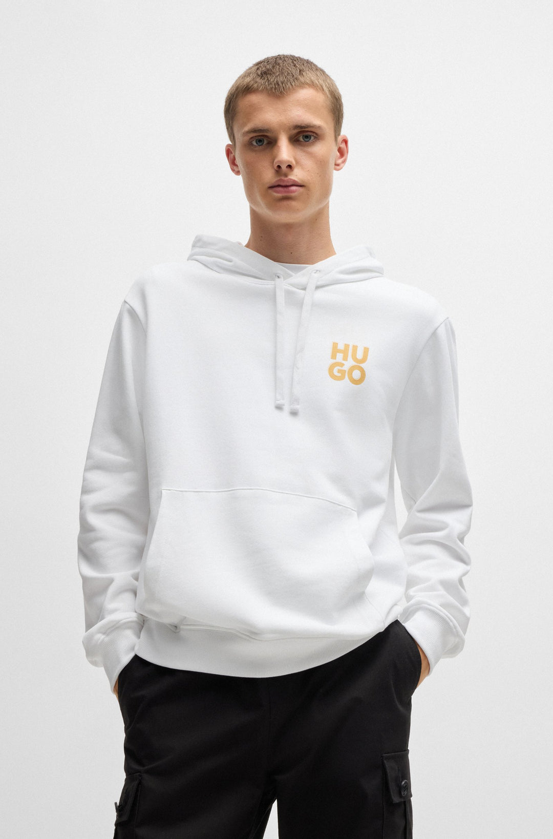 HUGO Hoodies Regular Fit in Cotton - DIMONIHOOD 10249110 01-50520159- Concorde Fashion#color_white-100