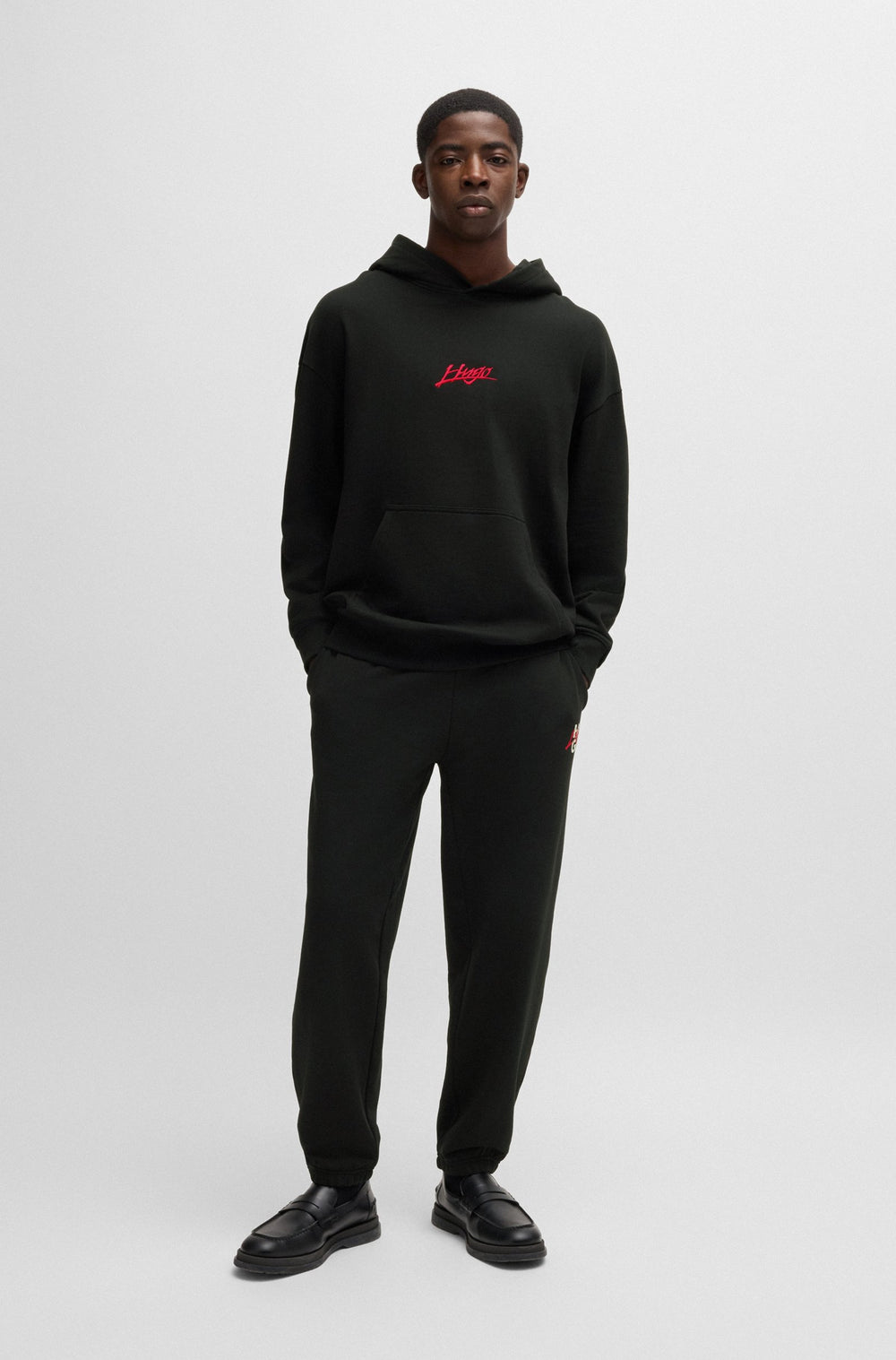 HUGO Hoodies Relaxed Fit in Cotton - DLOGOLONG 10249110 01-50521070- Concorde Fashion#color_black-001