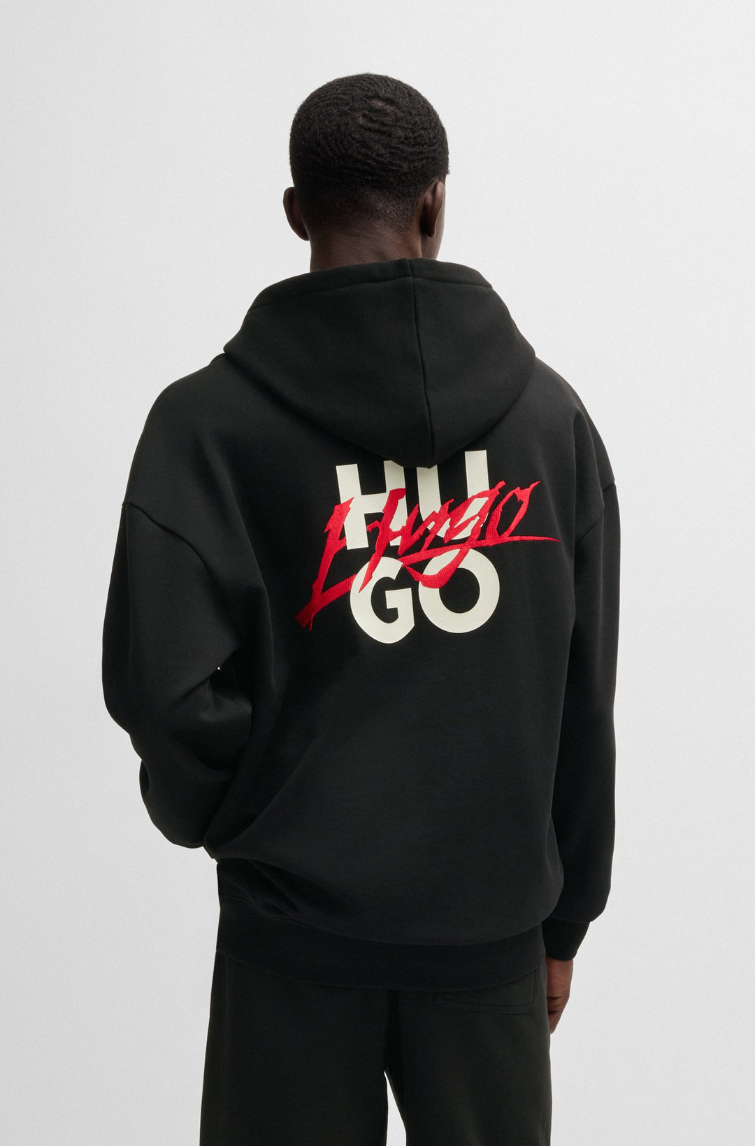 HUGO Hoodies Relaxed Fit in Cotton - DLOGOLONG 10249110 01-50521070- Concorde Fashion#color_black-001