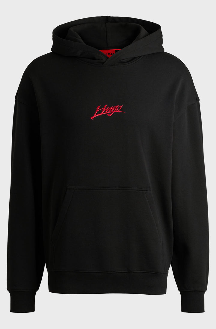 HUGO Hoodies Relaxed Fit in Cotton - DLOGOLONG 10249110 01-50521070- Concorde Fashion#color_black-001