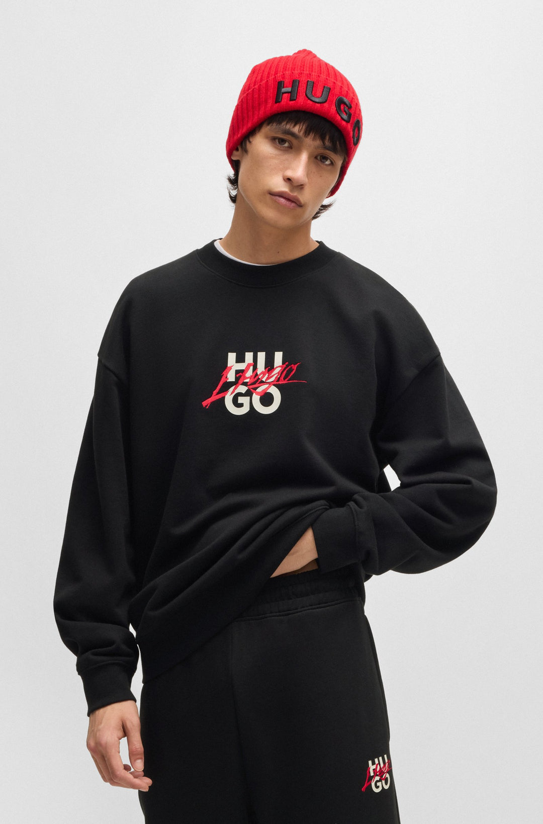HUGO Sweatshirts Relaxed Fit in Cotton - DLOGONTY 10249110 01-50521081- Concorde Fashion#color_black-001