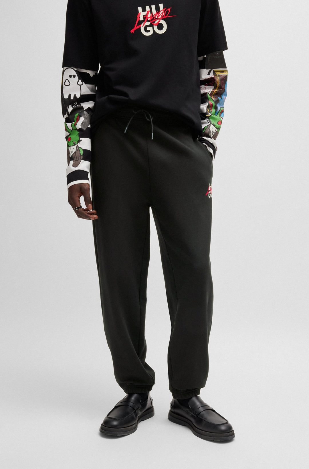 HUGO Jogging Pants Relaxed Fit in Cotton - DLOGOPANTE 10249110 01-50521082- Concorde Fashion#color_black-001