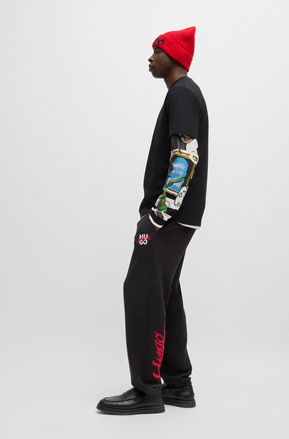 HUGO Jogging Pants Relaxed Fit in Cotton - DLOGOPANTE 10249110 01-50521082- Concorde Fashion#color_black-001