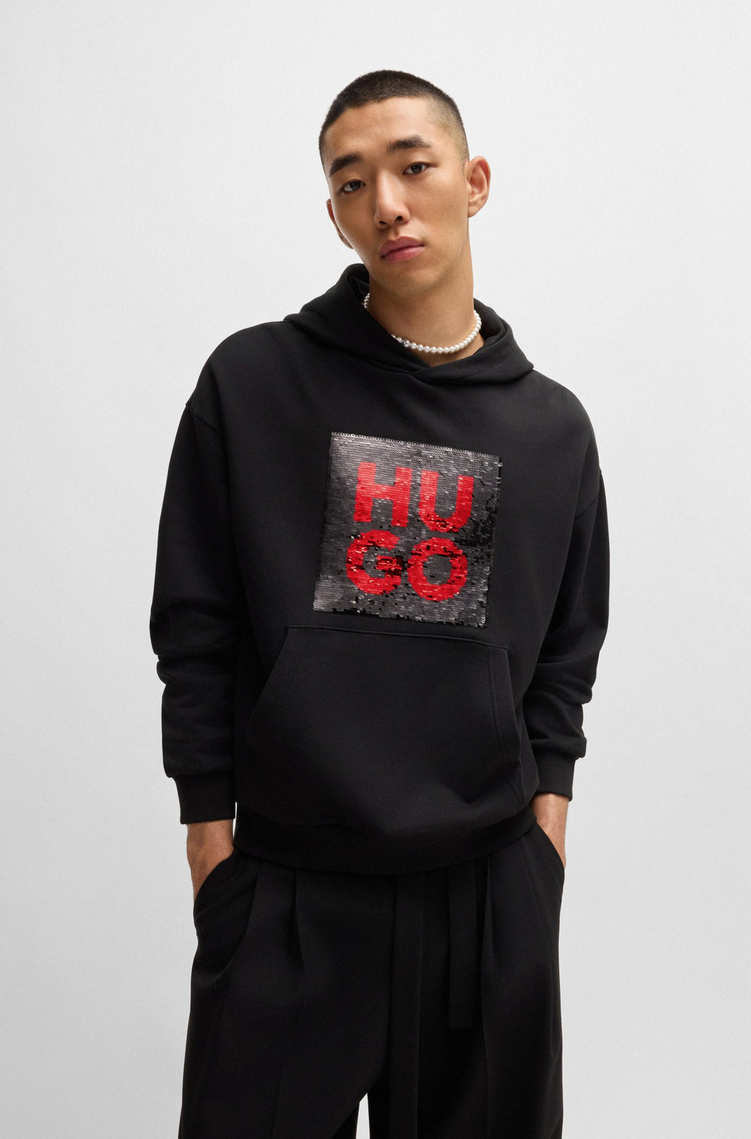 HUGO Hoodies Relaxed Fit in Cotton - DESEQINO 10249110 01-50521506- Concorde Fashion#color_black-001