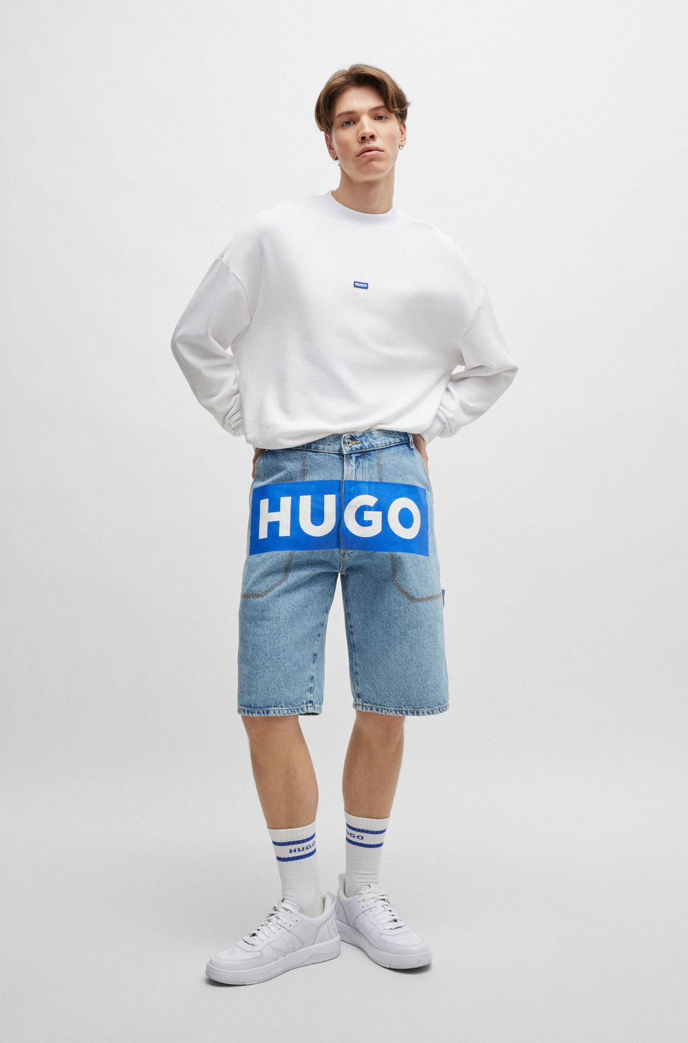 HUGO Sweatshirts Regular Fit in Cotton - NEDRO 10249110 01-50522359- Concorde Fashion#color_white-100