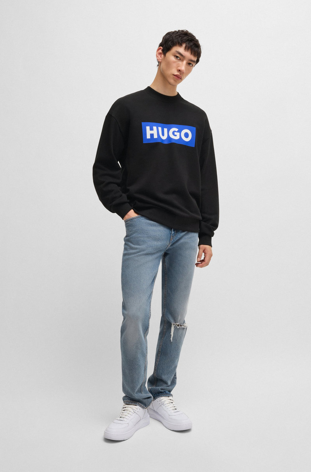 HUGO Sweatshirts Regular Fit in Cotton - NIERO 10249110 01-50522375- Concorde Fashion#color_black-001