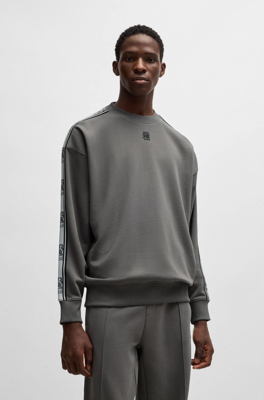 HUGO Sweatshirts Oversize Fit in Cotton - DUSTRIP_RB 10249110 01-50530452- Concorde Fashion#color_grey-069