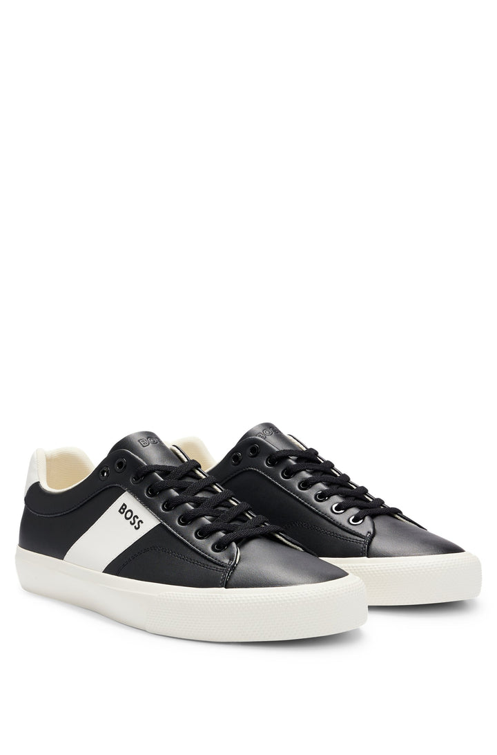 BOSS Standard Sole Sneakers in Leather - AIDEN_TENN_FLRB 10249168 01-50512366- Concorde Fashion#color_black-001