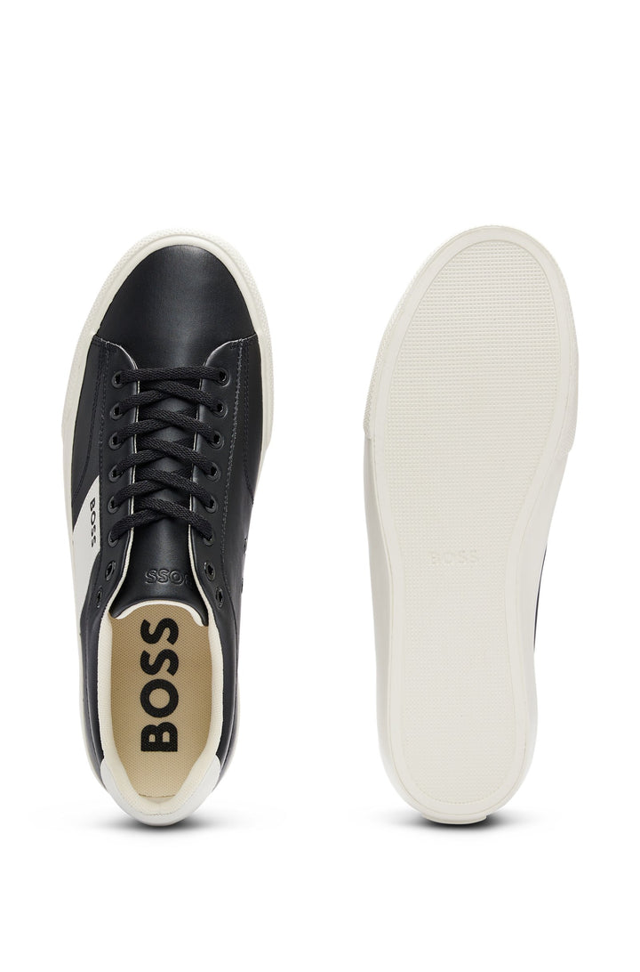 BOSS Standard Sole Sneakers in Leather - AIDEN_TENN_FLRB 10249168 01-50512366- Concorde Fashion#color_black-001
