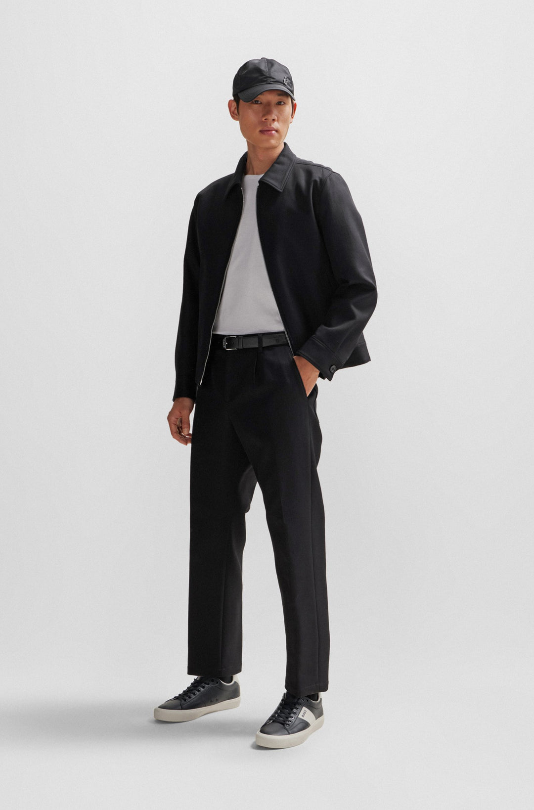 BOSS Standard Sole Sneakers in Leather - AIDEN_TENN_FLRB 10249168 01-50512366- Concorde Fashion#color_black-001