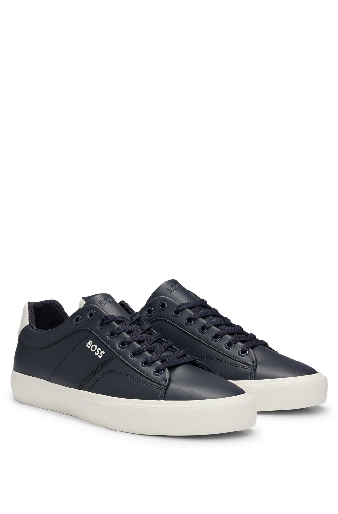 BOSS Standard Sole Sneakers in Leather - AIDEN_TENN_FLPP 10249168 01-50517289- Concorde Fashion#color_navy-401