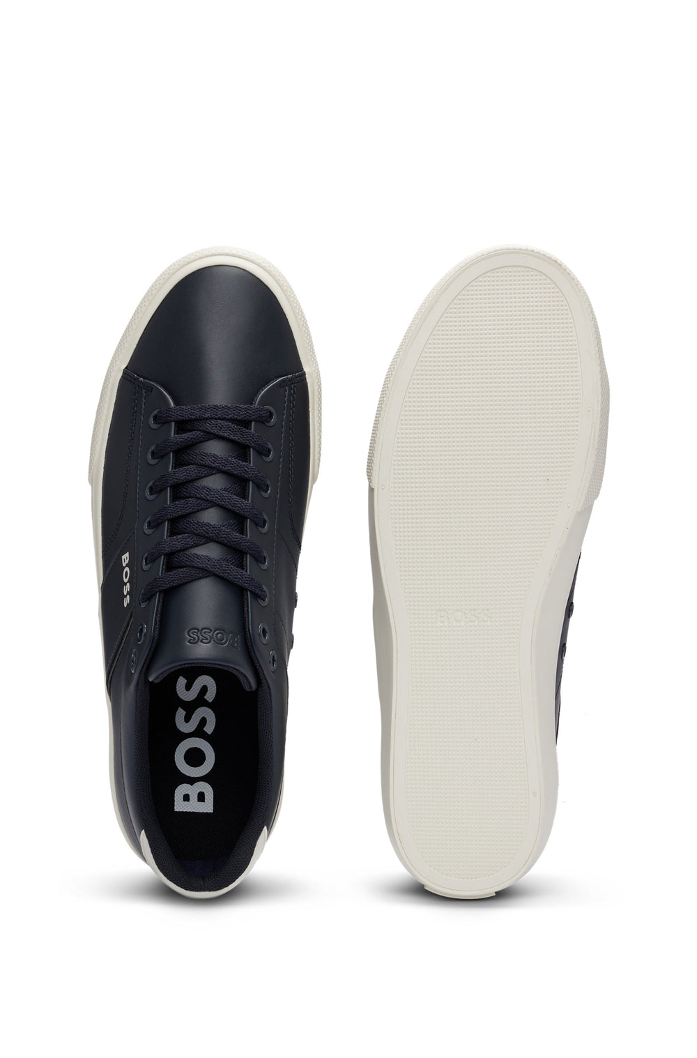 BOSS Standard Sole Sneakers in Leather - AIDEN_TENN_FLPP 10249168 01-50517289- Concorde Fashion#color_navy-401