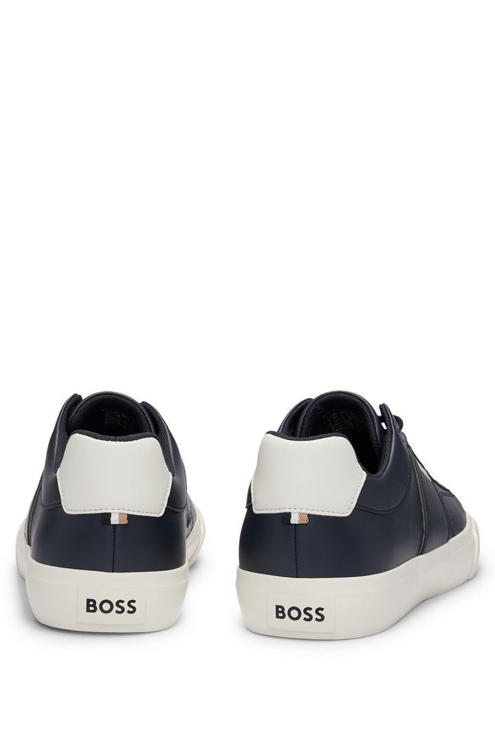 BOSS Standard Sole Sneakers in Leather - AIDEN_TENN_FLPP 10249168 01-50517289- Concorde Fashion#color_navy-401
