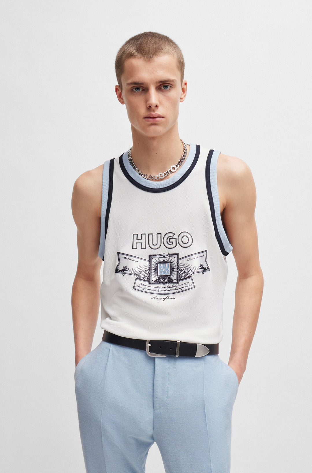 HUGO RED Oversize Fit T-Shirts in Polyester - DRAPES 10249433 01-50516090- Concorde Fashion#color_white-100