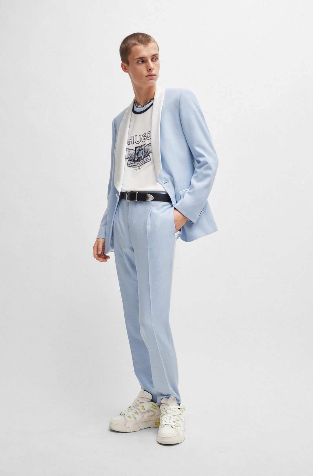 HUGO RED Oversize Fit T-Shirts in Polyester - DRAPES 10249433 01-50516090- Concorde Fashion#color_white-100