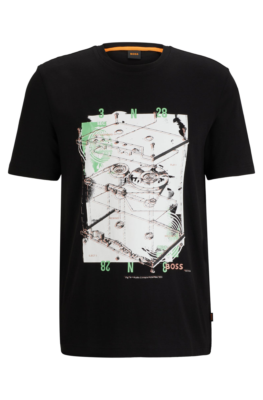 BOSS Regular Fit T-Shirts in Cotton - TE_CASSETTE 10249510 01-50516003- Concorde Fashion#color_black-001