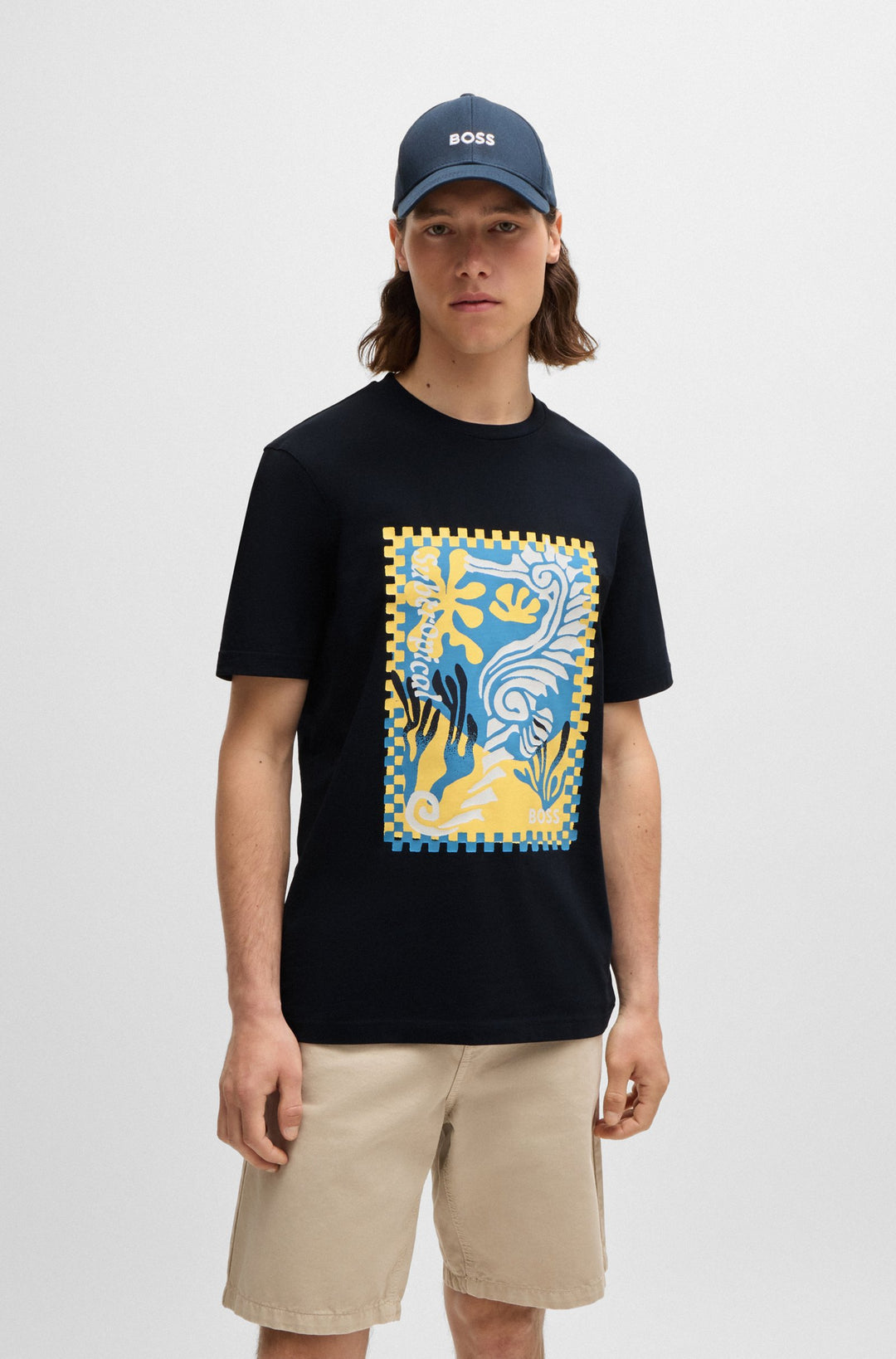 BOSS Regular Fit T-Shirts in Cotton - TE_CASSETTE 10249510 01-50516003- Concorde Fashion#color_navy-404