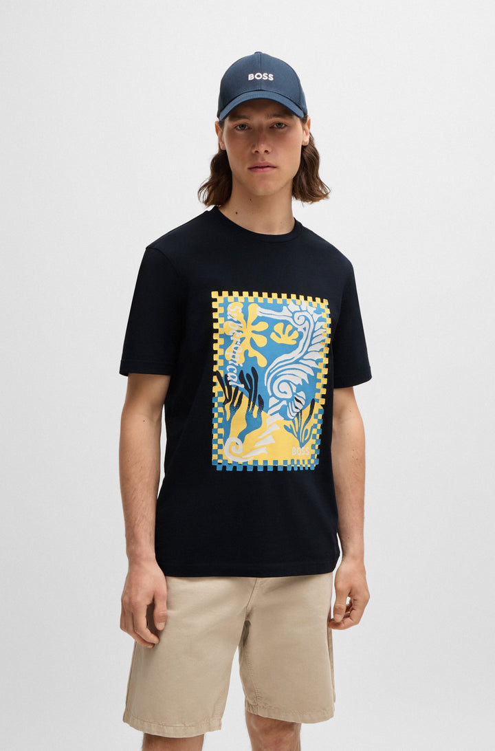 BOSS Regular Fit T-Shirts in Cotton - TE_CASSETTE 10249510 01-50516003- Concorde Fashion#color_navy-404