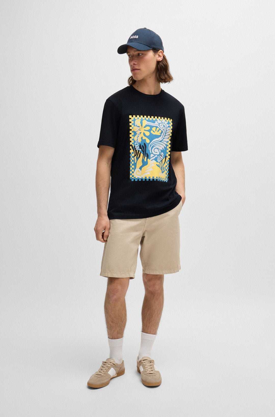 BOSS Regular Fit T-Shirts in Cotton - TE_CASSETTE 10249510 01-50516003- Concorde Fashion#color_navy-404