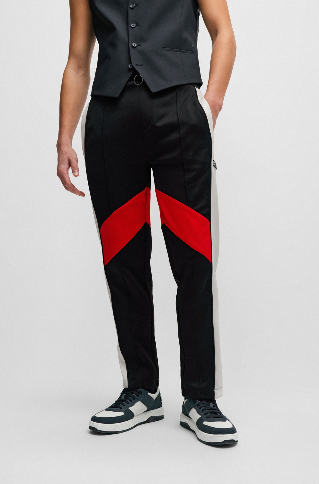 HUGO Relaxed Fit Jogging Pants in Polyester Mix - DENUDE 10249830 01-50512959- Concorde Fashion#color_black-001