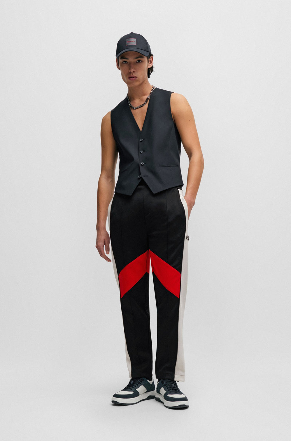 HUGO Relaxed Fit Jogging Pants in Polyester Mix - DENUDE 10249830 01-50512959- Concorde Fashion#color_black-001