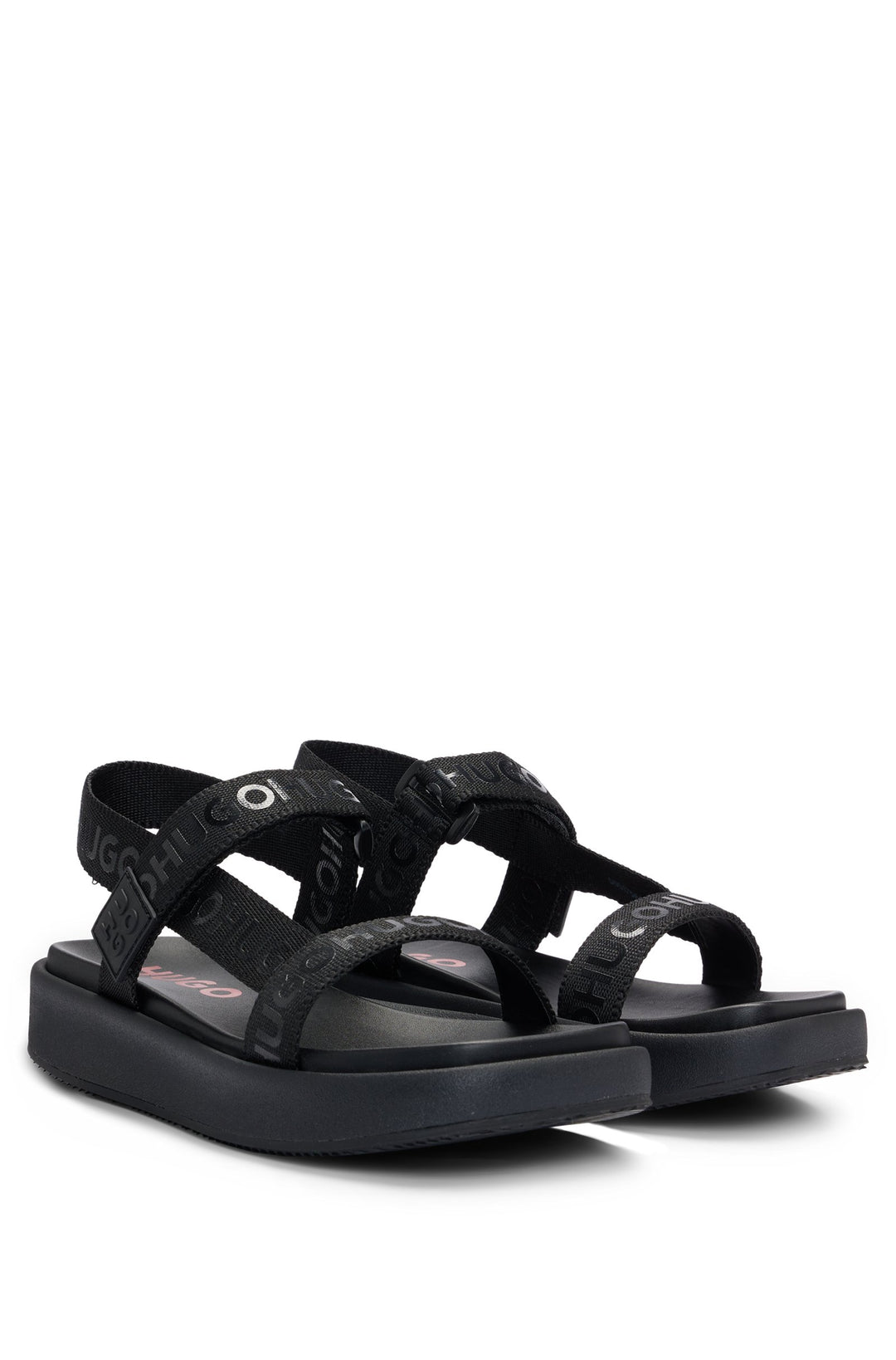 HUGO Standard Sole Sandals in Polyester - EMMA_STRAPSANDAL_WB 10249915 01-50517560- Concorde Fashion#color_black-001