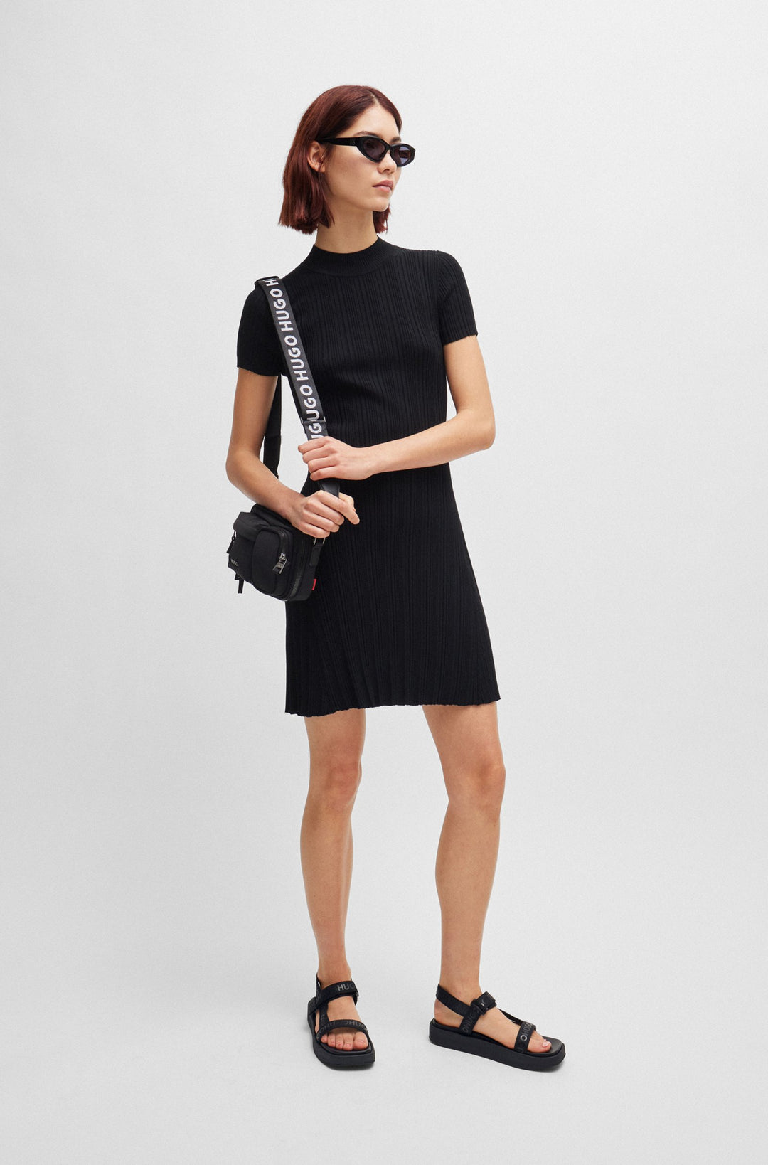 HUGO Standard Sole Sandals in Polyester - EMMA_STRAPSANDAL_WB 10249915 01-50517560- Concorde Fashion#color_black-001
