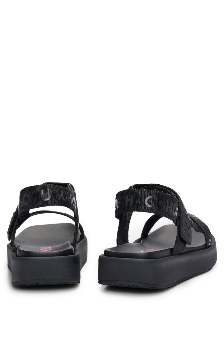 HUGO Standard Sole Sandals in Polyester - EMMA_STRAPSANDAL_WB 10249915 01-50517560- Concorde Fashion#color_black-001