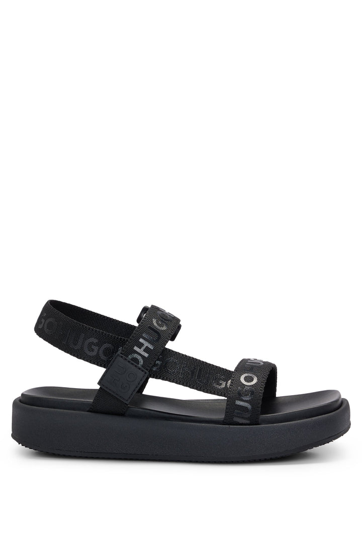 HUGO Standard Sole Sandals in Polyester - EMMA_STRAPSANDAL_WB 10249915 01-50517560- Concorde Fashion#color_black-001