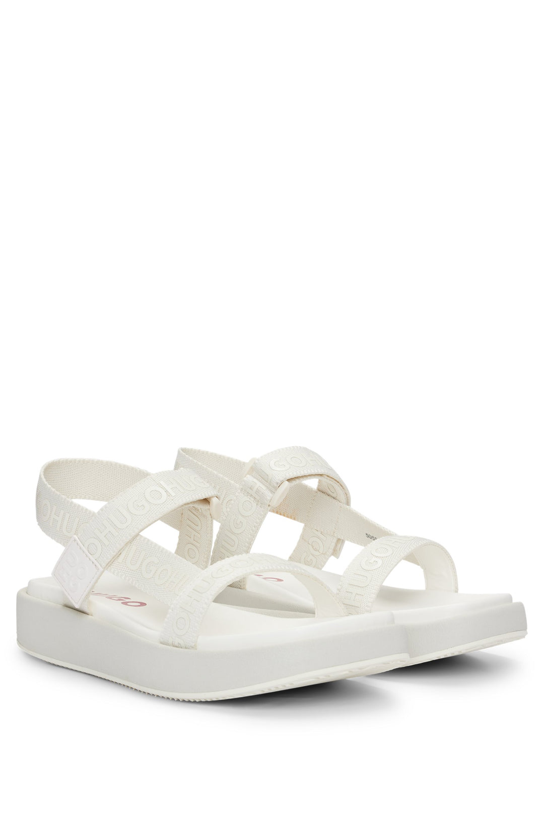 HUGO Standard Sole Sandals in Polyester - EMMA_STRAPSANDAL_WB 10249915 01-50517560- Concorde Fashion#color_white-102