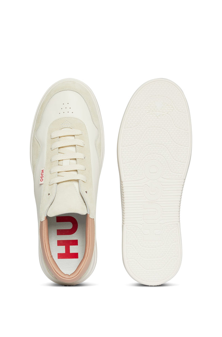 HUGO Standard Sole Sneakers in Leather - BLAKE_TENN_SDNA 10249945 01-50510214- Concorde Fashion#color_white-126