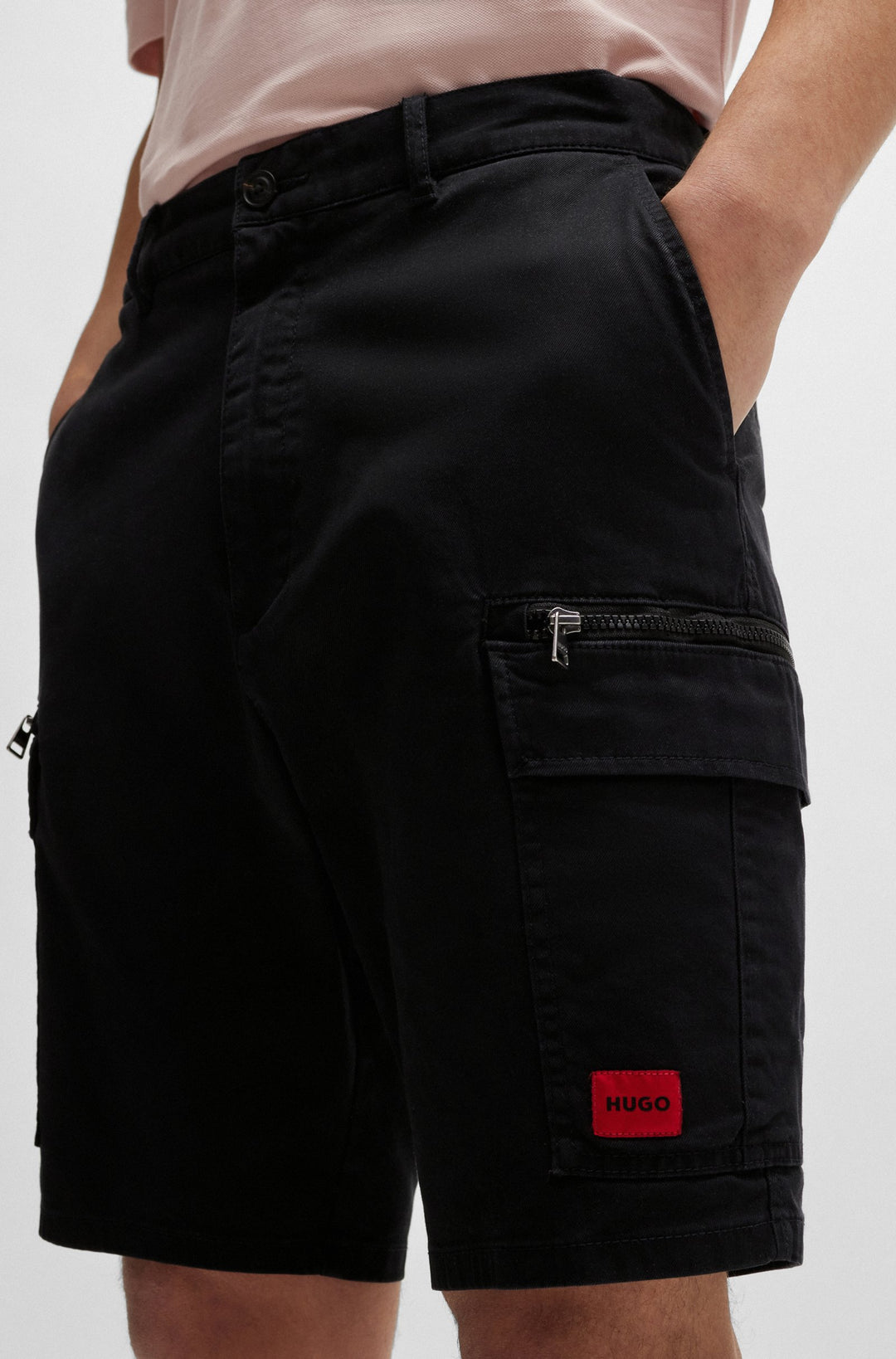 HUGO RED Regular Fit Shorts in Cotton Mix - JOHNY232D 10250035 01-50510438- Concorde Fashion#color_black-001