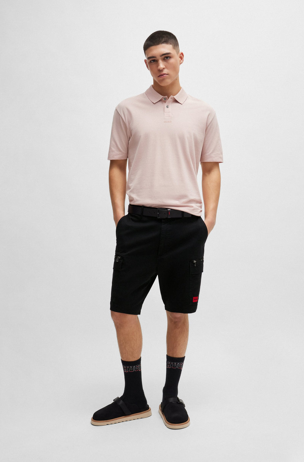 HUGO RED Regular Fit Shorts in Cotton Mix - JOHNY232D 10250035 01-50510438- Concorde Fashion#color_black-001